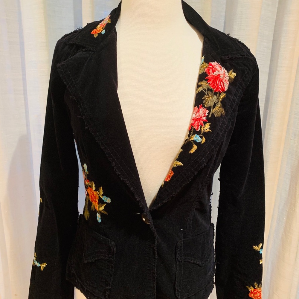 Jonny Was Black corduroy embroiled blazer